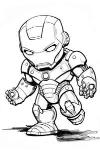 Iron Man jako członek zespołu Avengers w kreskówkowej kolorowance do druku