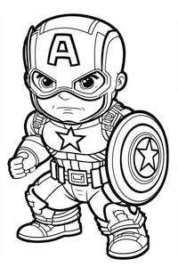Kapitan Ameryka z tarczą jako bohater kolorowanki Avengers do wydruku