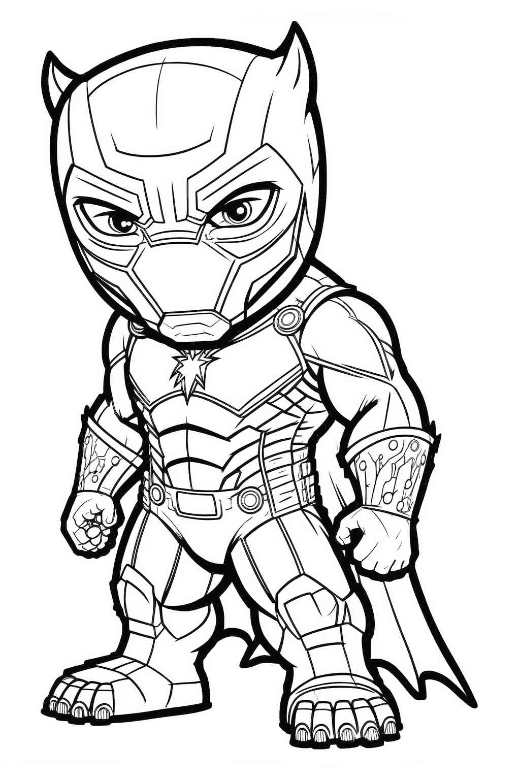 Kolorowanka Avengers do druku dla dzieci z małą postacią Black Panthera
