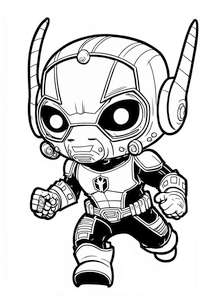 Kolorowanka dla dzieci z małym biegnącym Ant-Manem z Avengers do wydruku