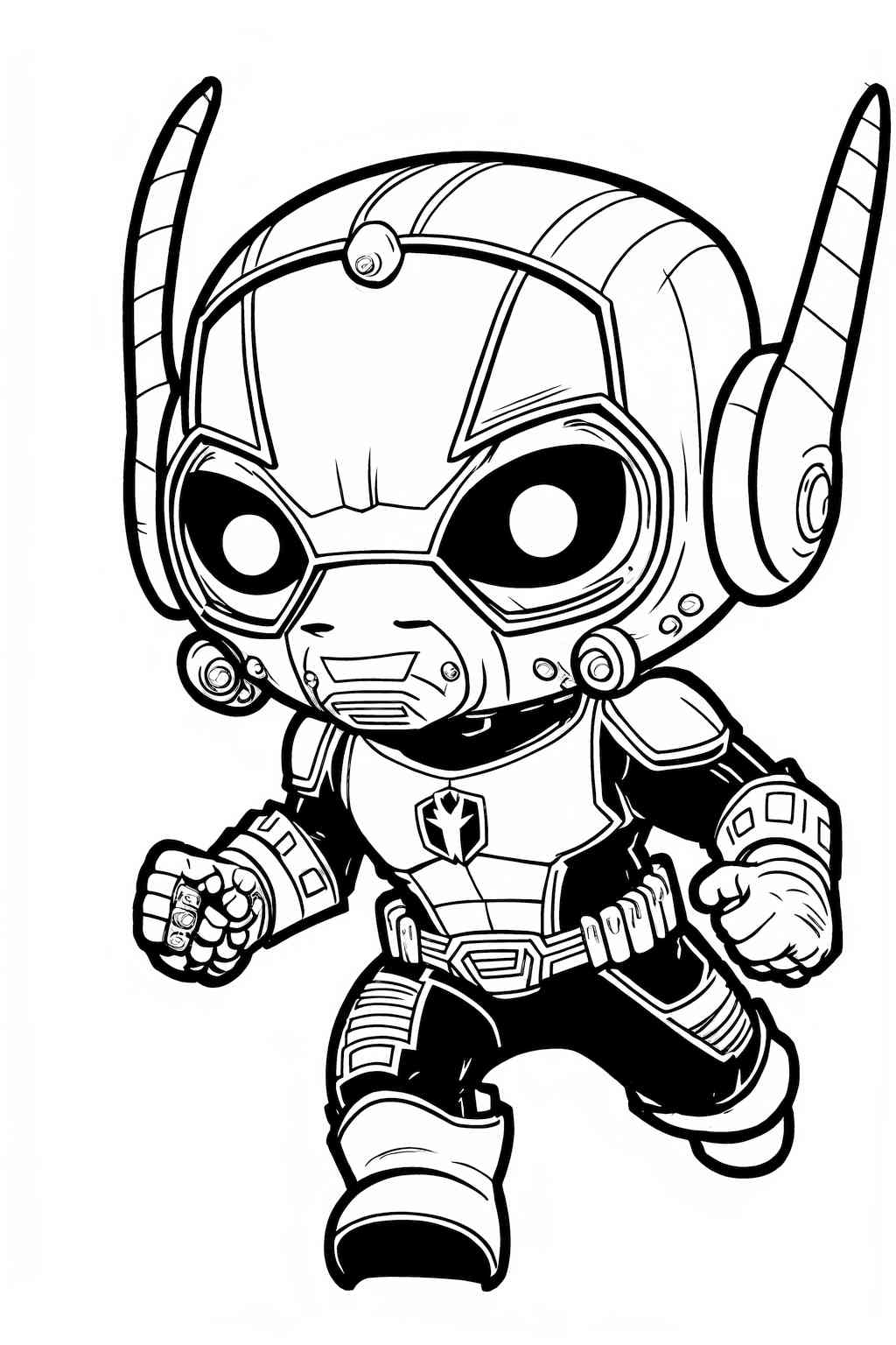 Kolorowanka Avengers z biegnącym Ant-Manem do wydruku dla dzieci