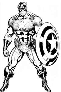 Realistyczna kolorowanka Avengers z Kapitanem Ameryką do wydruku dla dzieci