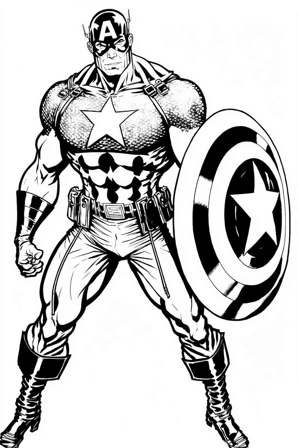 Realistyczna kolorowanka Avengers z Kapitanem Ameryką do druku dla dzieci