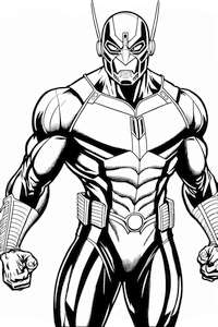 Avengers kolorowanka z postacią stojącego Ant-Man do druku dla dzieci