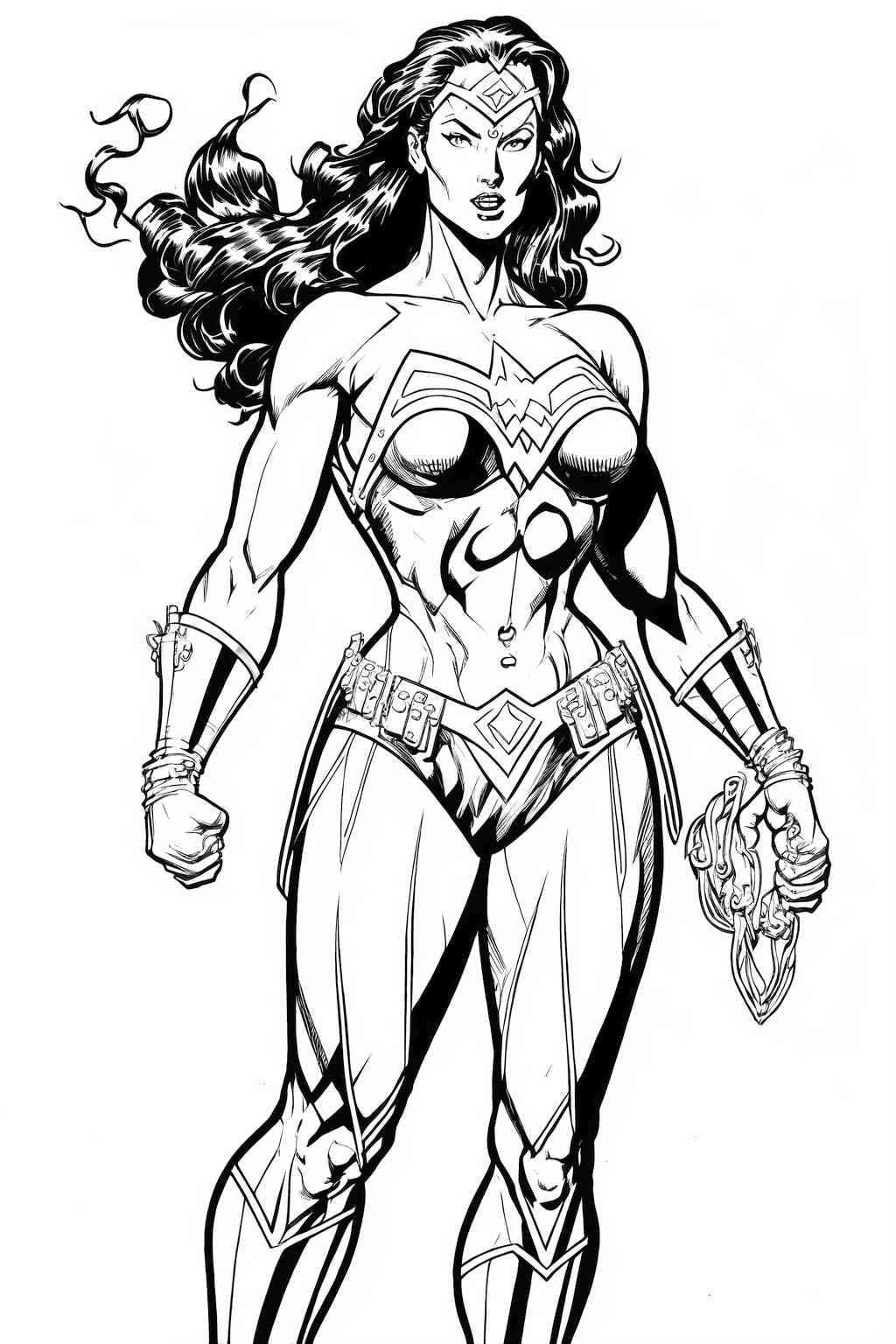 Kolorowanka Avengerów z Wonder Woman do wydruku, idealna dla małych fanów