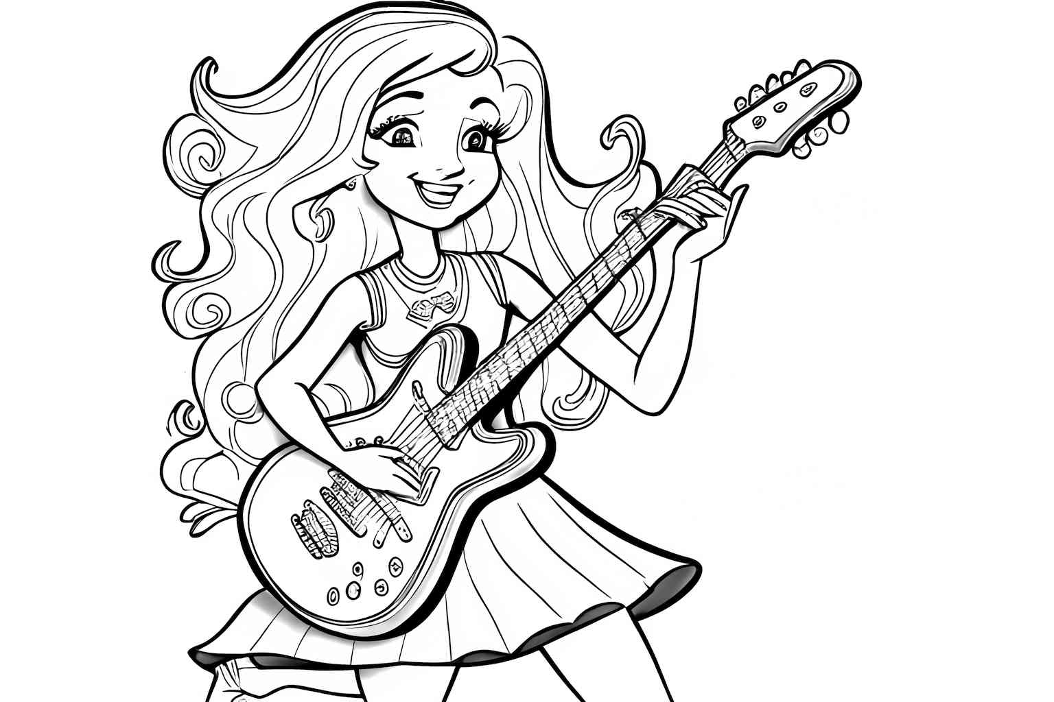 Radosna Barbie gra na gitarze elektrycznej kolorowanka