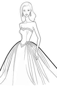 Barbie w galowej sukni malowanka
