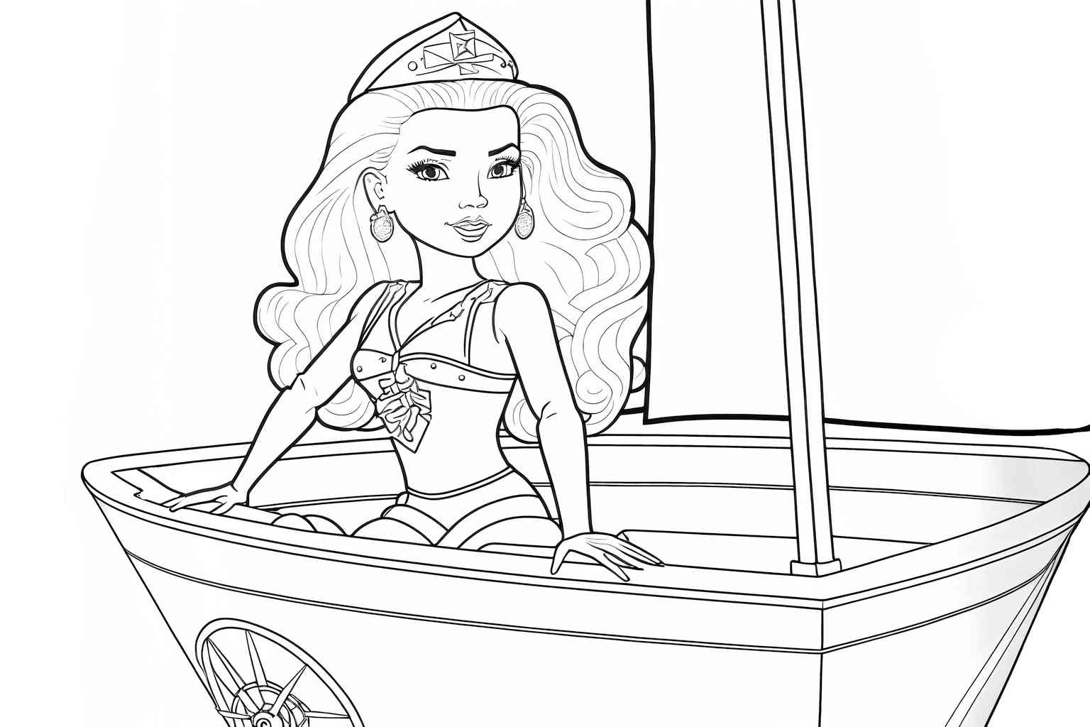 Barbie na łodzi kolorowanka