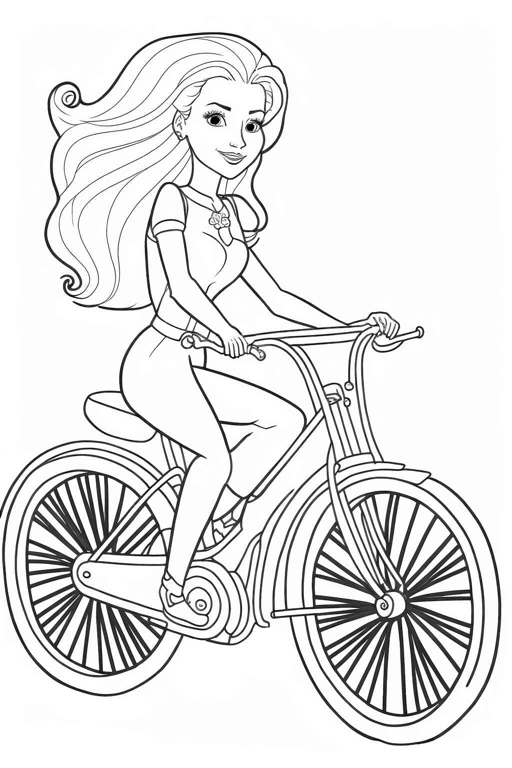 Barbie na rowerze kolorowanka