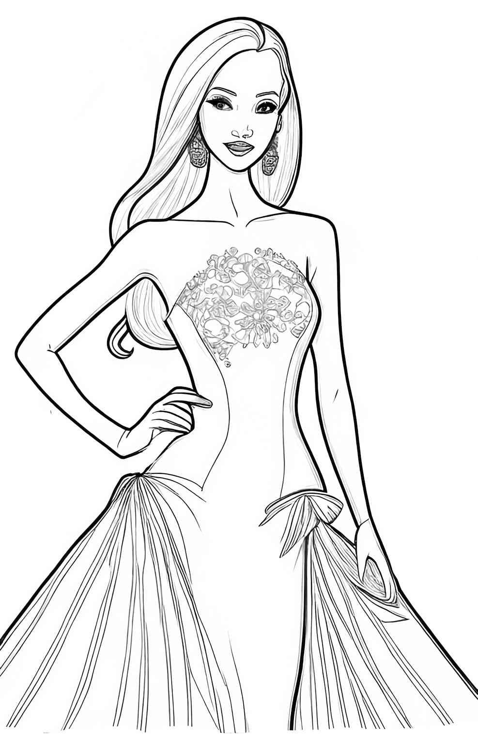 Barbie pozuje w sukni malowanka