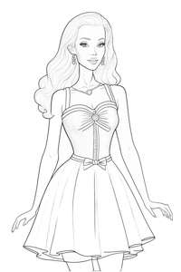 Barbie w krótkiej sukience dziewczynki kolorowanka