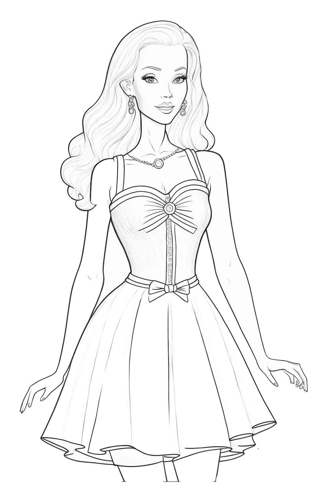 Barbie w krótkiej sukience kolorowanka