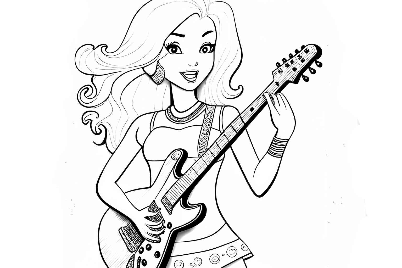 Barbie z elektryczną gitarą kolorowanka
