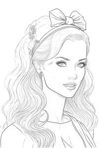 Kolorowanka Barbie z kokardą we włosach dla dziewczynki