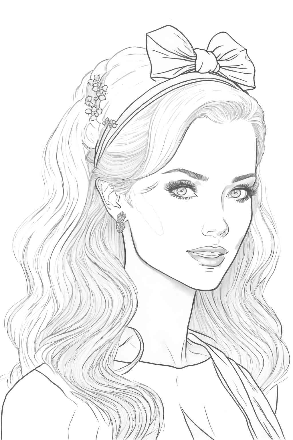 Barbie z kokardą we włosach malowanka