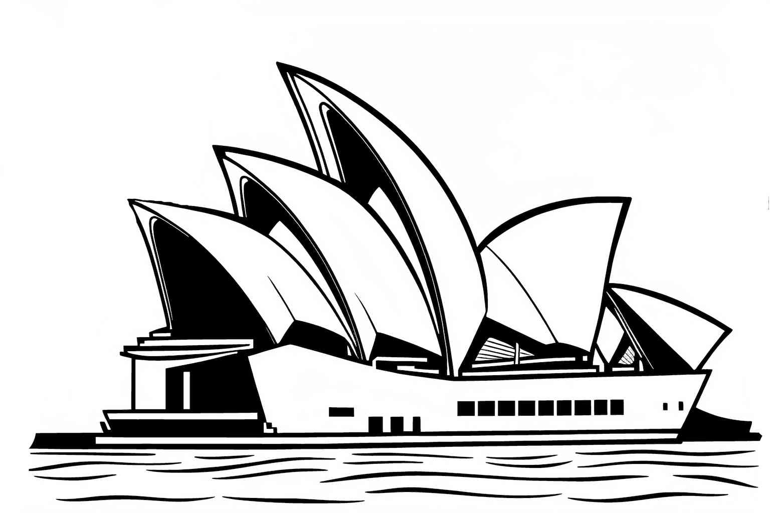 Rysunkowa kolorowanka Opery w Sydney dla najmłodszych