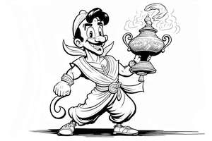 Bajkowa lampa Aladyna do druku i pokolorowania