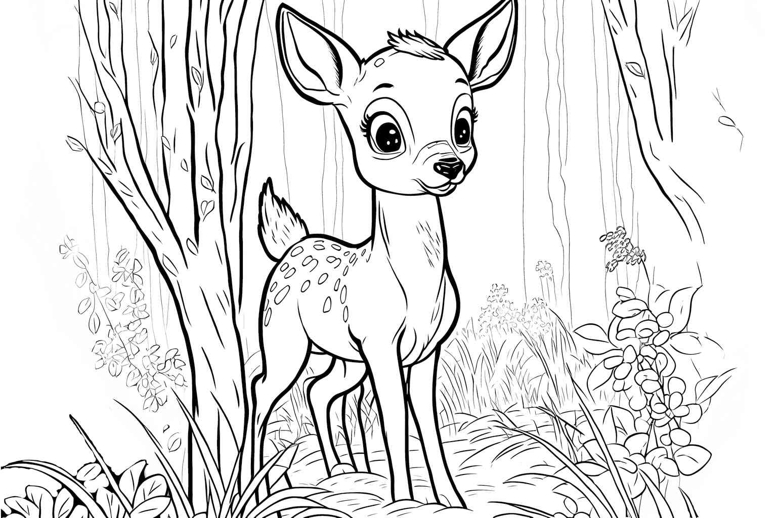 Bambi w lasku do wydruku i pomalowania