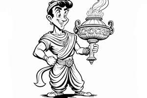 Aladyn i jego lampa do druku i malowania