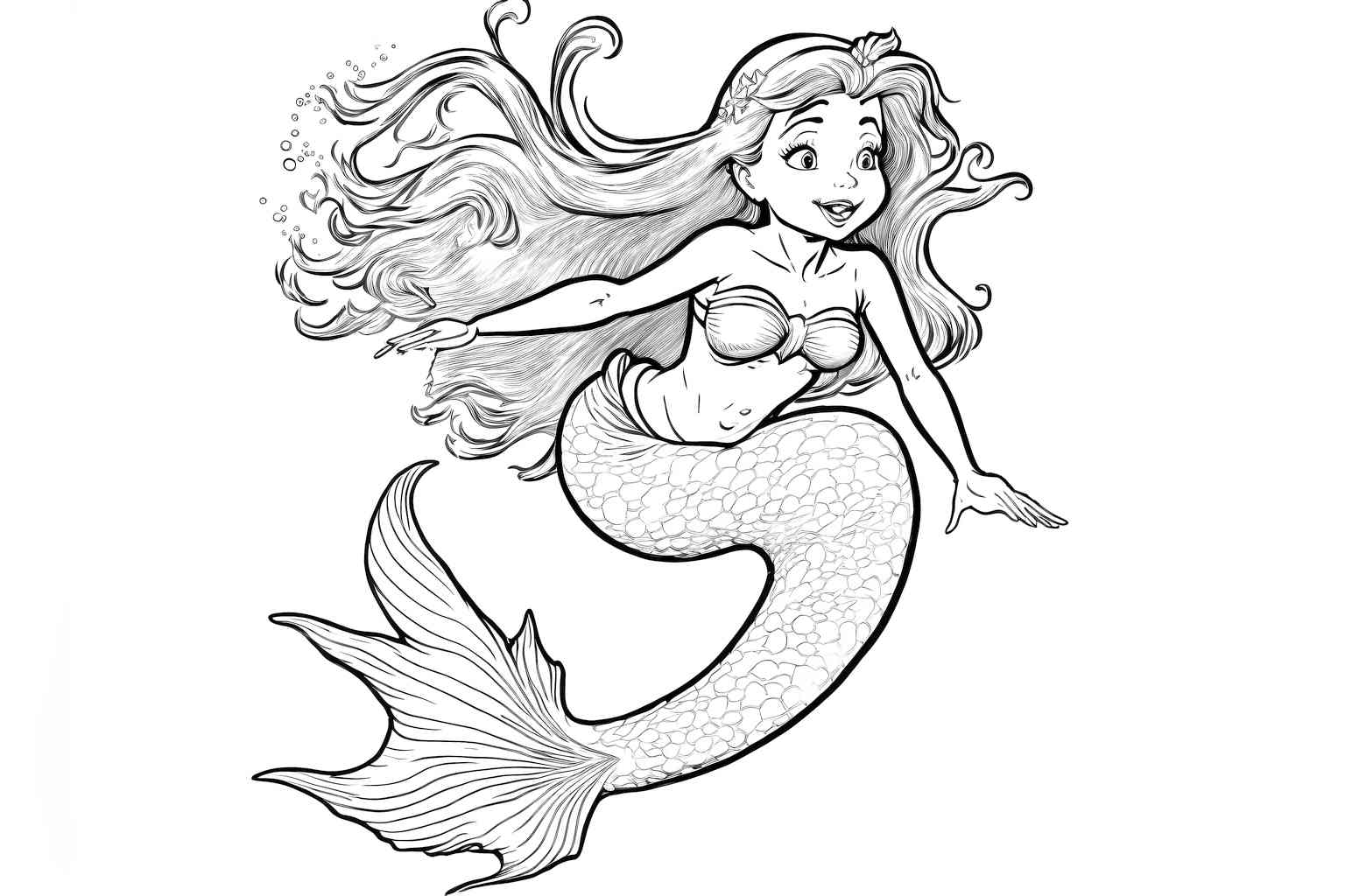 Mała Syrenka pływa w kolorowance