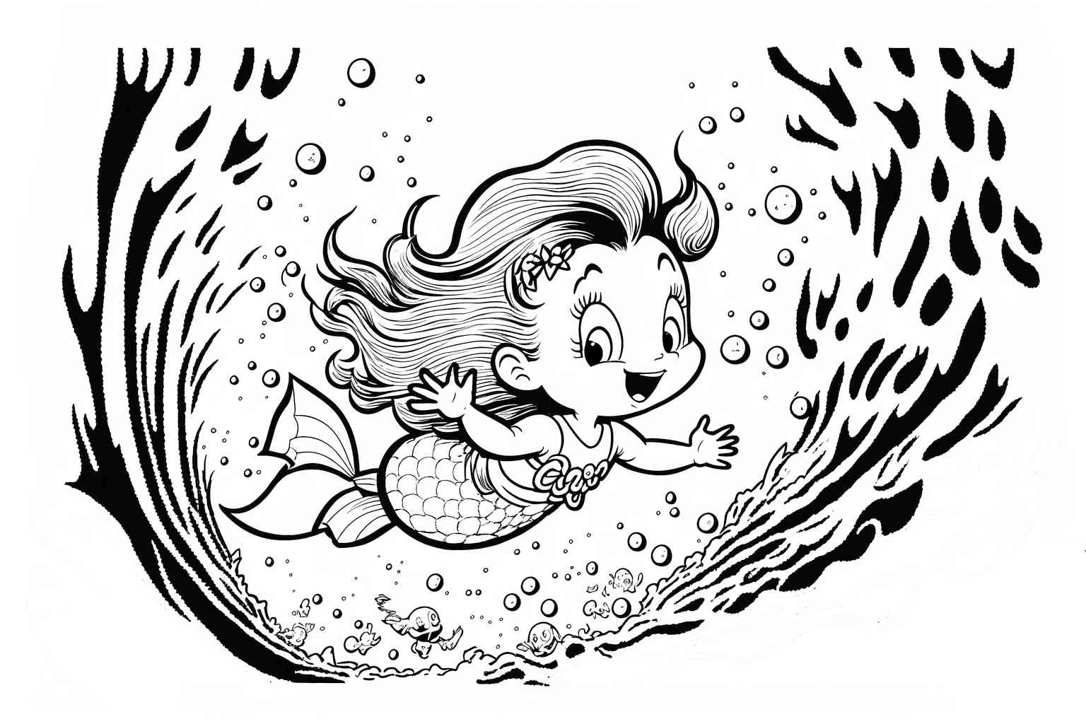 Mała Syrenka się bawi w kolorowance