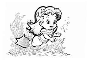 Mała Syrenka dla dzieci do kolorowania