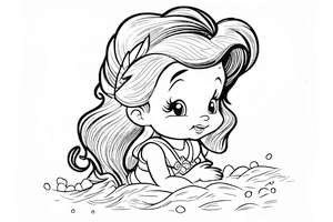 Woda i mała Syrenka w kolorowance