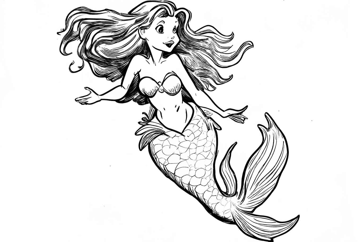 Mała Syrenka z bajki do kolorowania