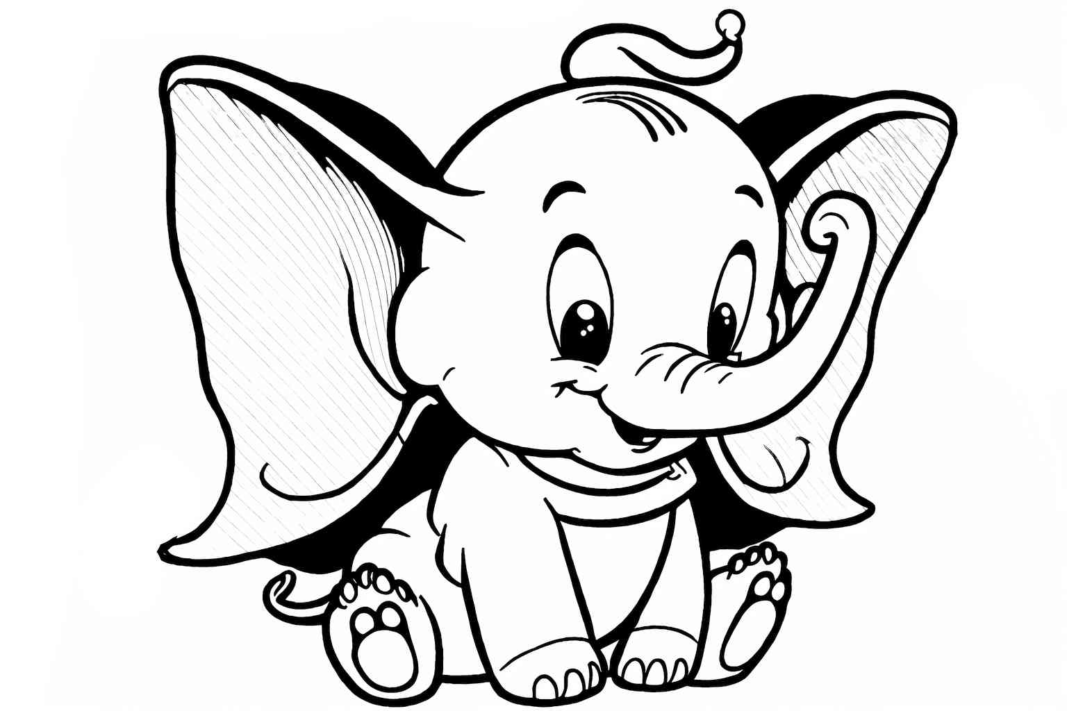 Uśmiechnięty Dumbo do kolorowania dla dzieci