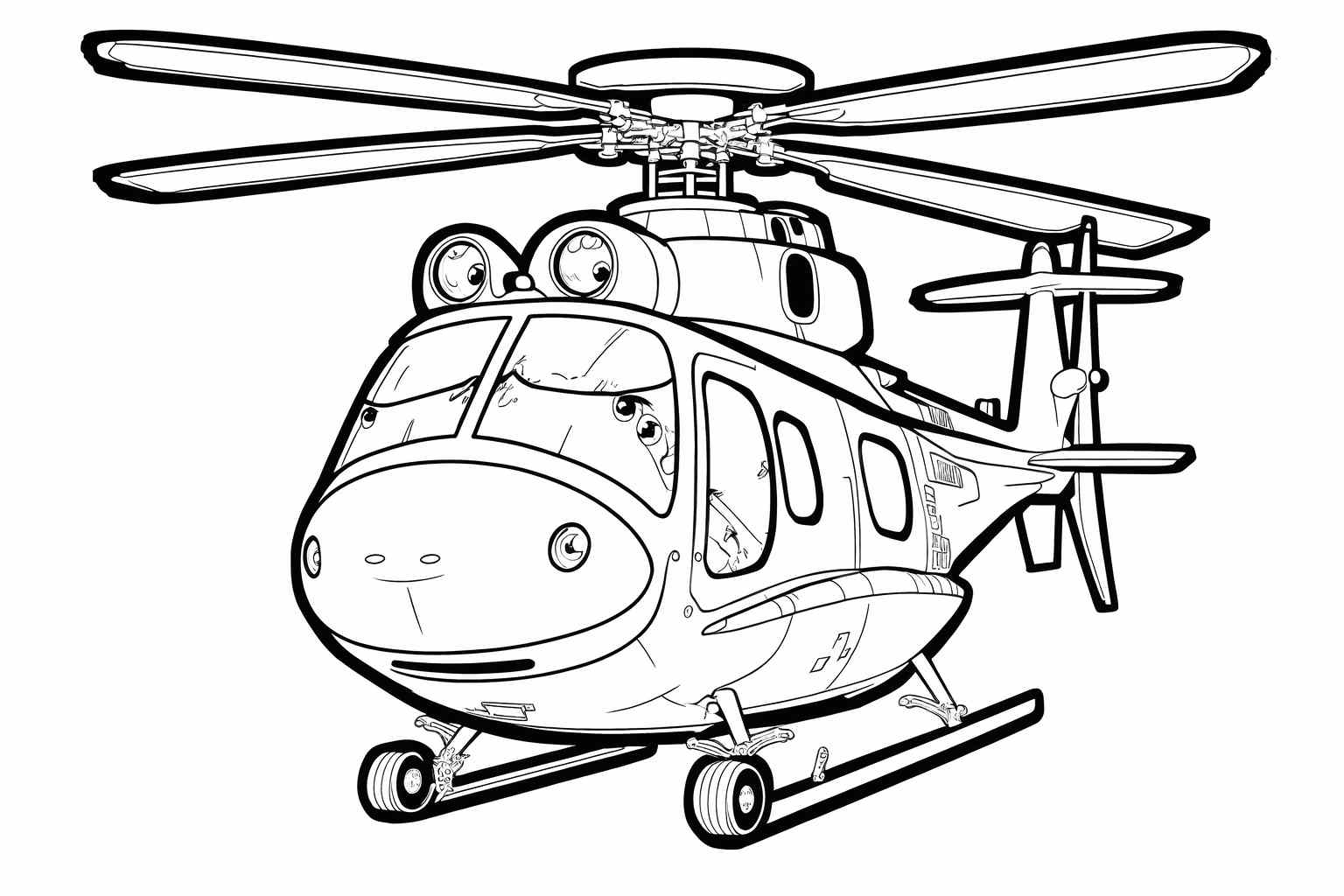 Drukuj i koloruj helikopterową kolorowankę dla dzieci z uroczym motywem