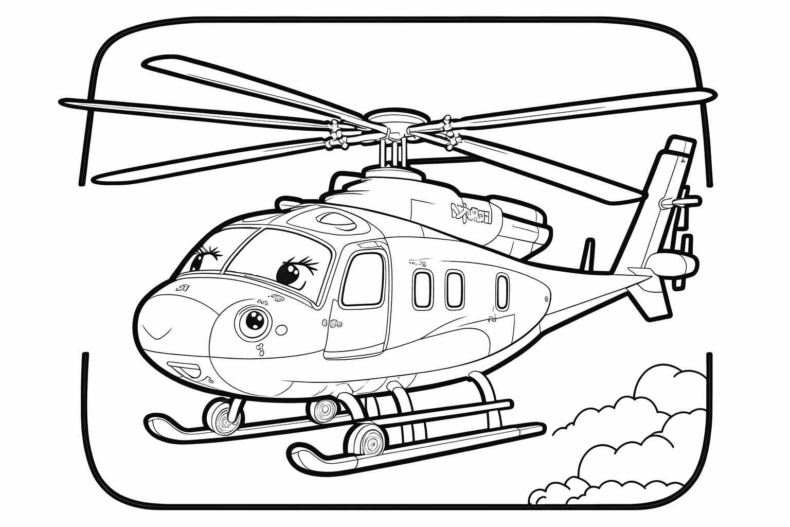 Helikopterowa kolorowanka do wydruku, idealna dla dzieci, które lubią kolorować maszyny lotnicze