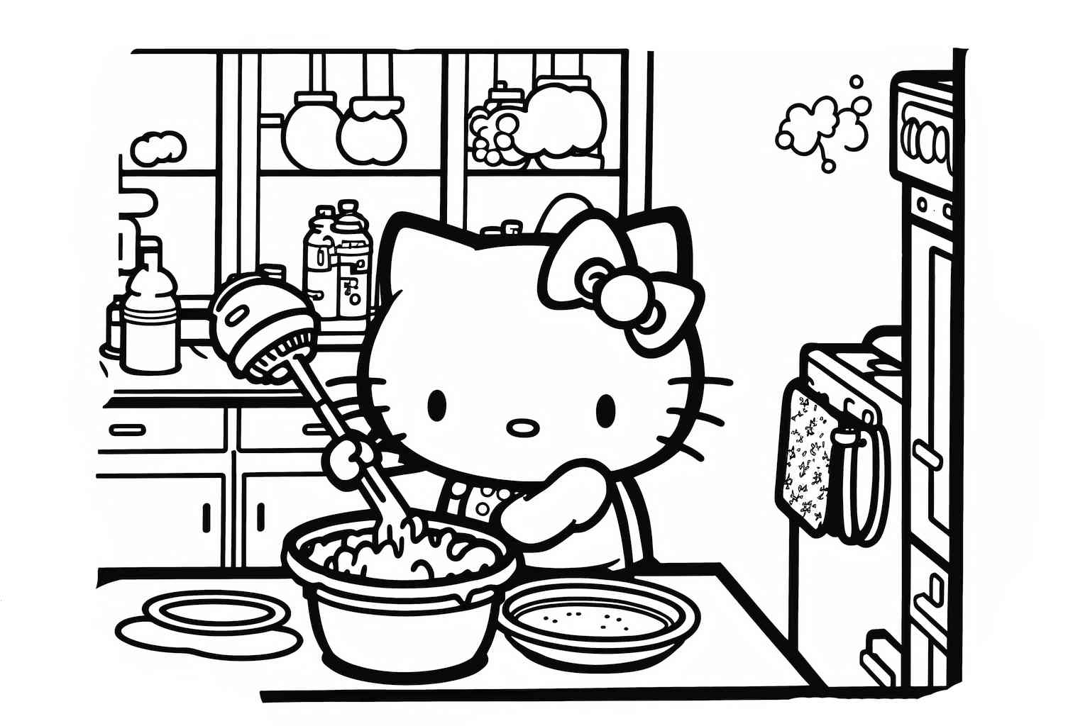Hello Kitty gotuje jedzenie malowanka