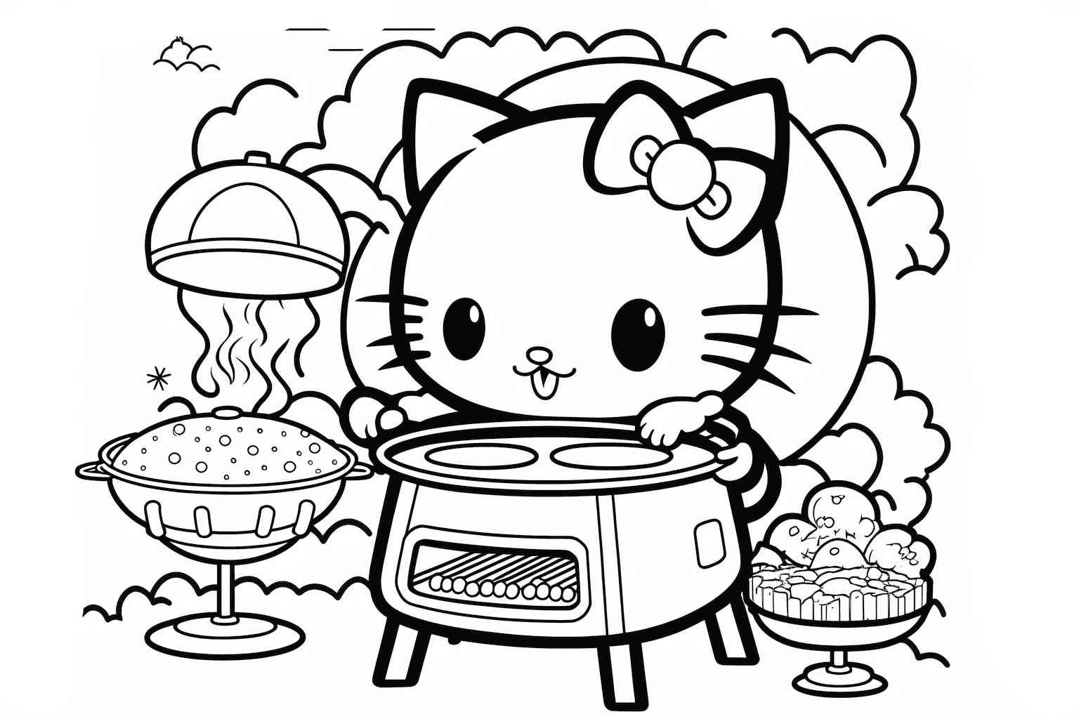 Hello Kitty grill do pokolorowania
