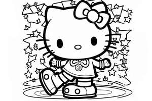 Hello Kitty jeżdżąca na łyżwach w kolorowance