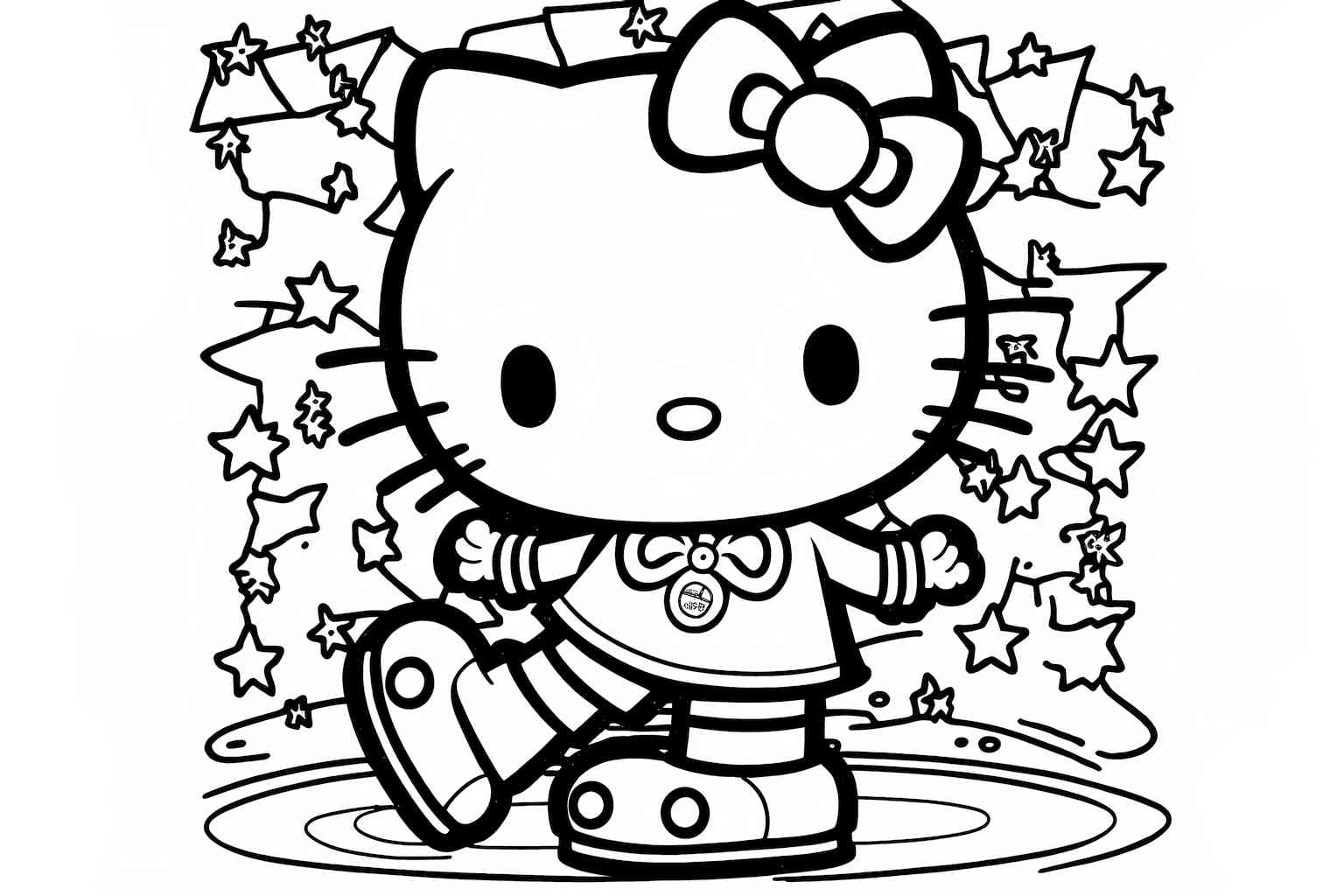 Hello Kitty na łyżwach kolorowanka