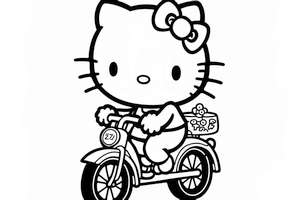 Hello Kitty zabawiająca się na skuterze wakacyjnego dnia