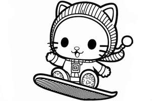 Hello Kitty na snowboardzie w kolorowance