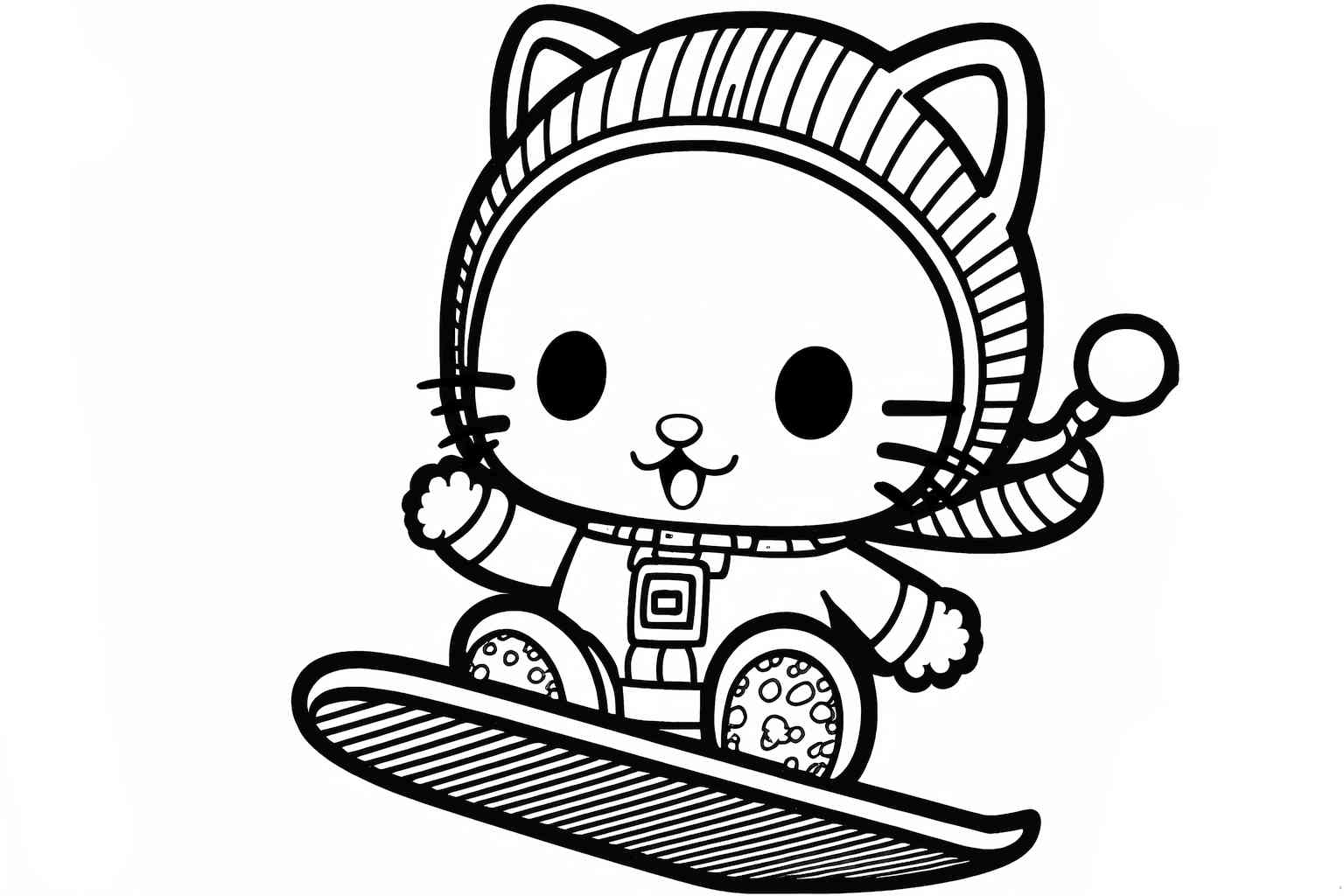 Kolorowanka Hello Kitty na snowboardzie