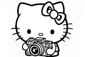 Hello Kitty komponująca kadry w kolorowance