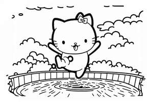 Hello Kitty skacząca do wody w malowance