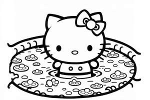 Hello Kitty relaksująca się w basenie w kolorowance dla dziewczynek
