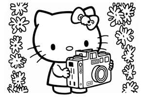 Hello Kitty robiąca ujęcia w kolorowance dla dziewczynki