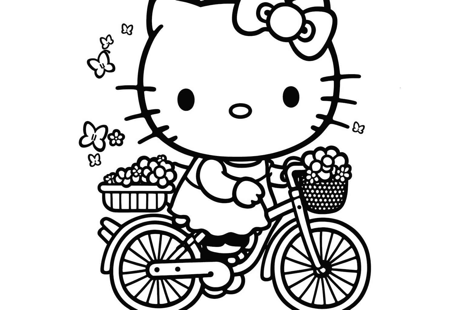 Hello Kitty z motylkami do druku kolorowanka