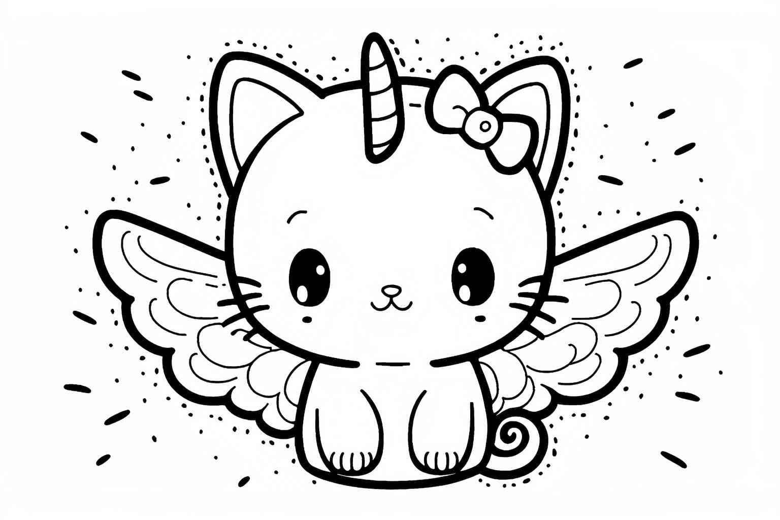Hello Kitty i skrzydła do druku kolorowanka