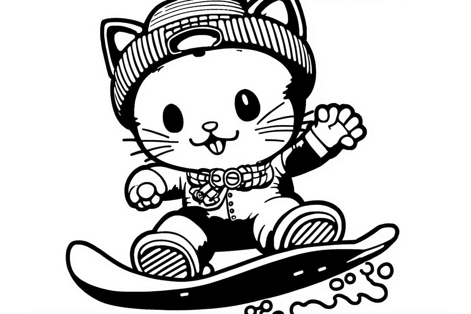 Hello Kitty zimą na snowboardzie malowanka