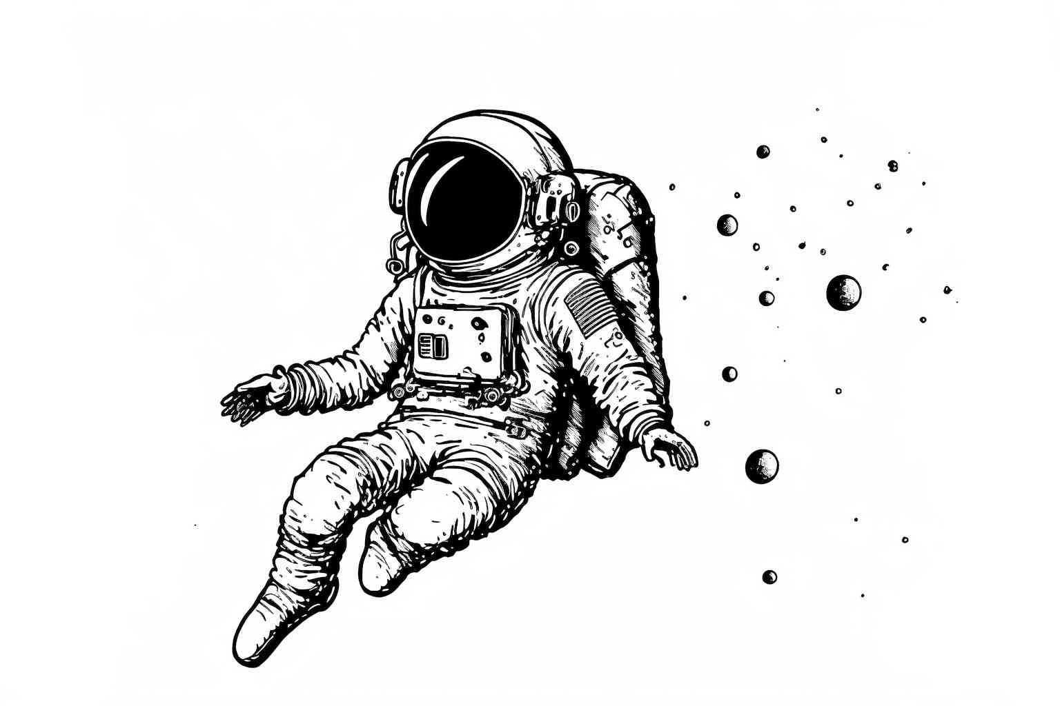 Astronauta unosi się w kosmosie do malowania