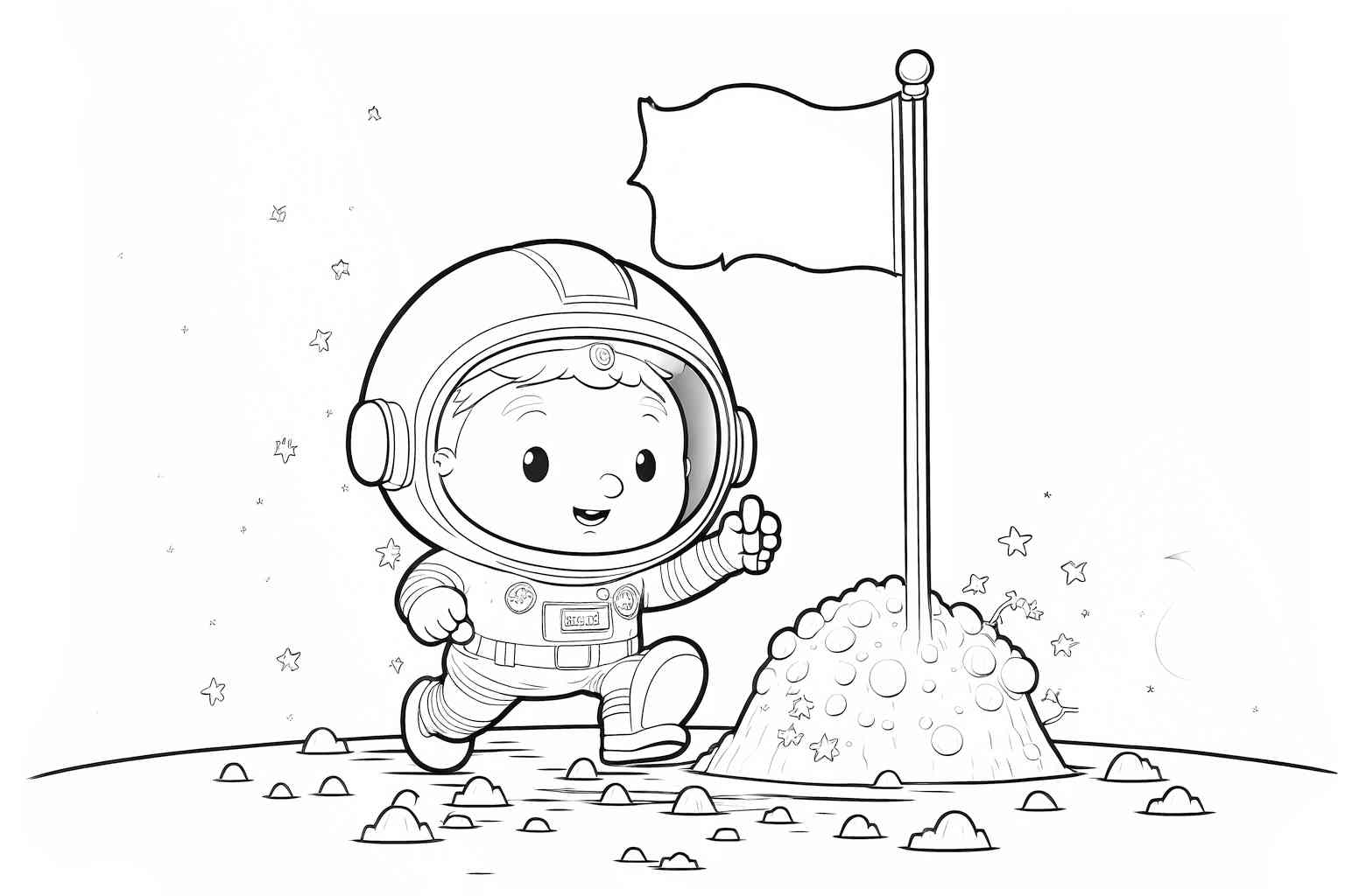 Astronauta w kosmosie na planecie dla chłopca kolorowanka