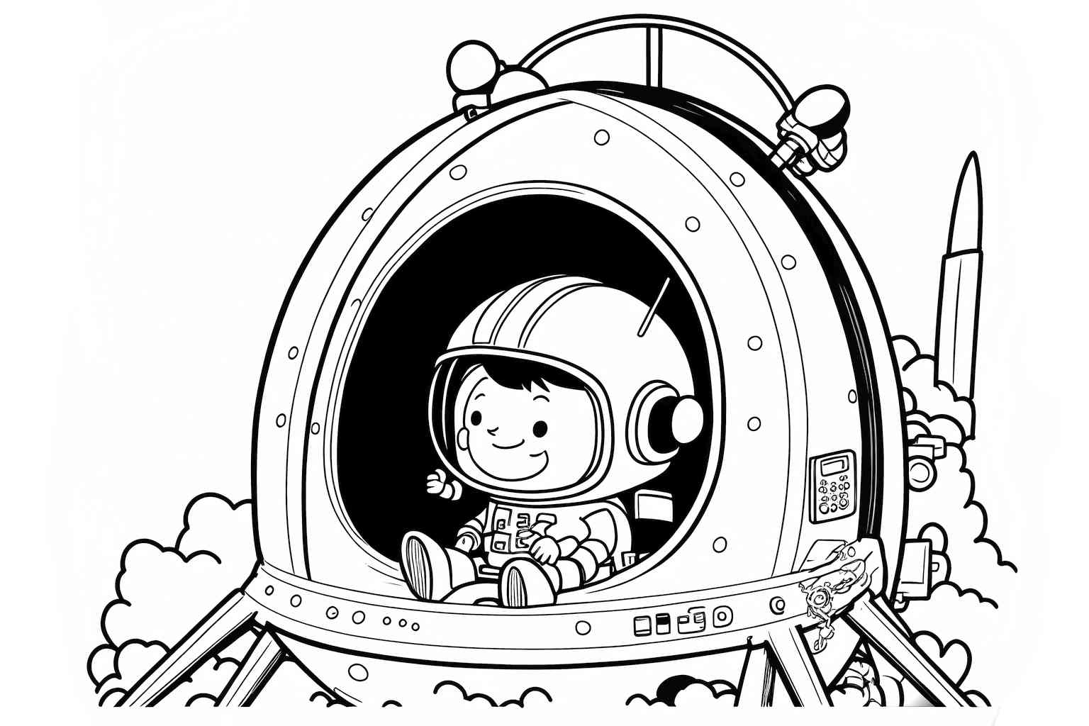 Astronauta startuje w kosmos dla chłopca dla młodszych kolorowanka