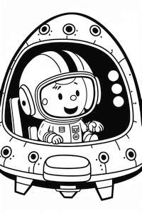 Astronauta w kosmisie pędzi rakietą malowanka