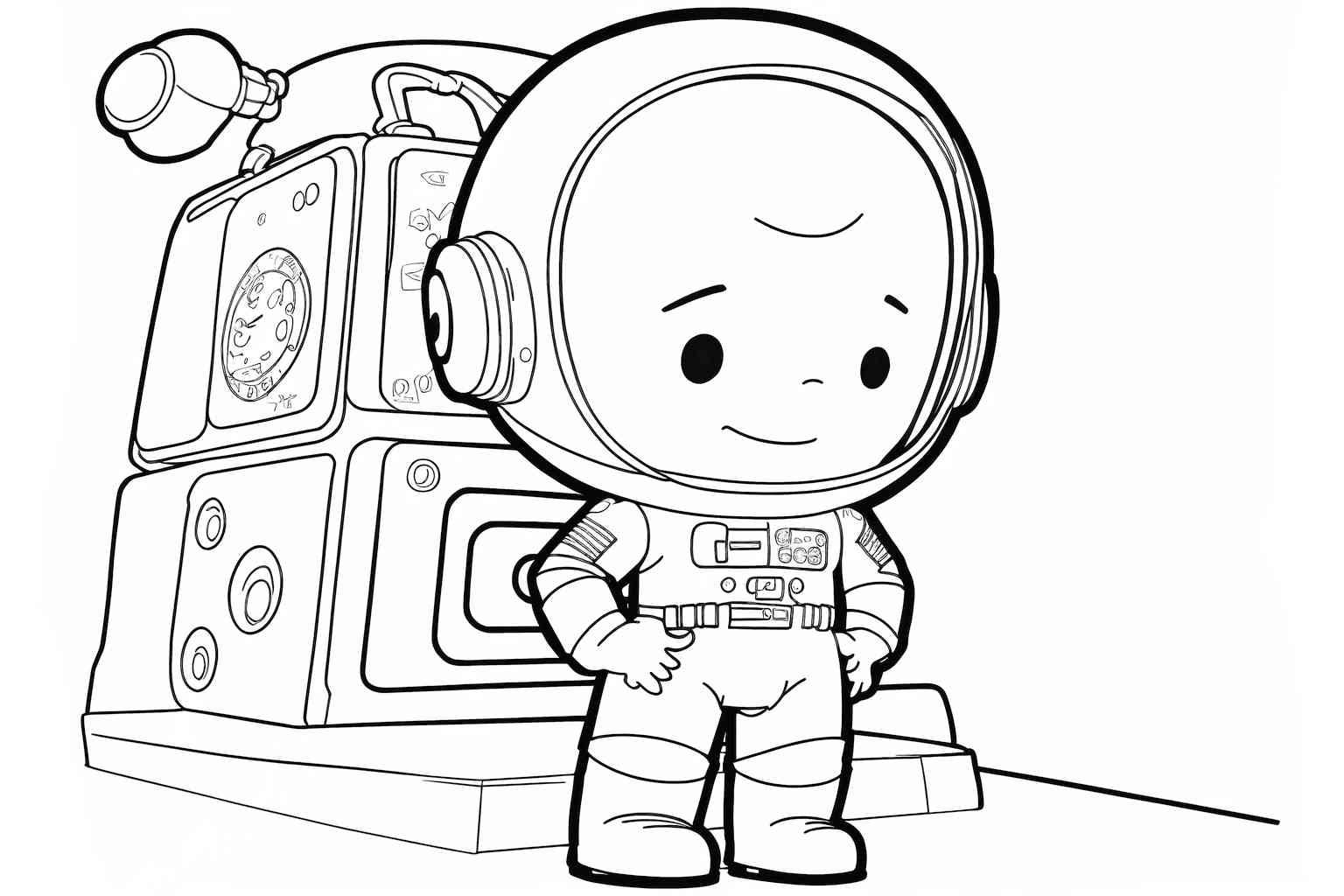 Astronauta w statku w kosmosie kolorowanka